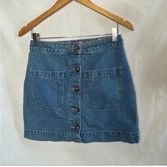 Free people skirt denim Sz 26 fall style button front - Picture 1 of 3